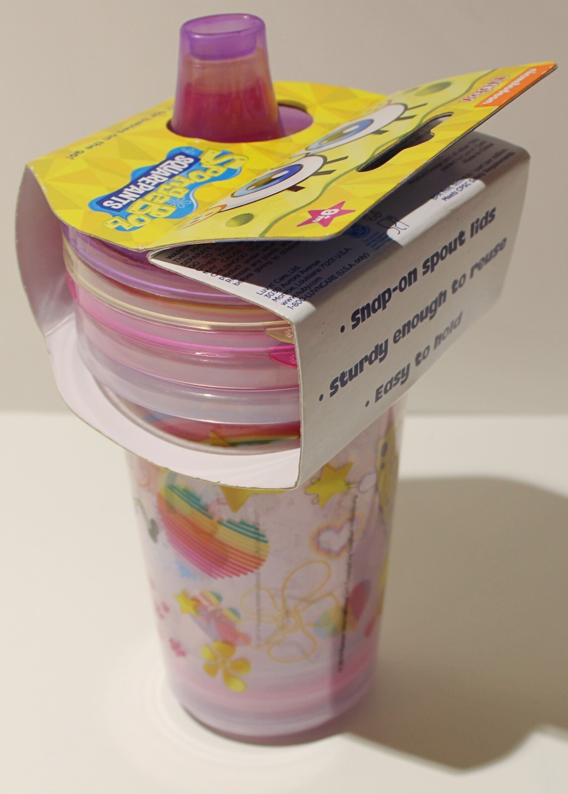 Nuby Nickelodeon Sippy Cups SpongeBob Wash or Toss Reusable 10oz 9m+ 3pk