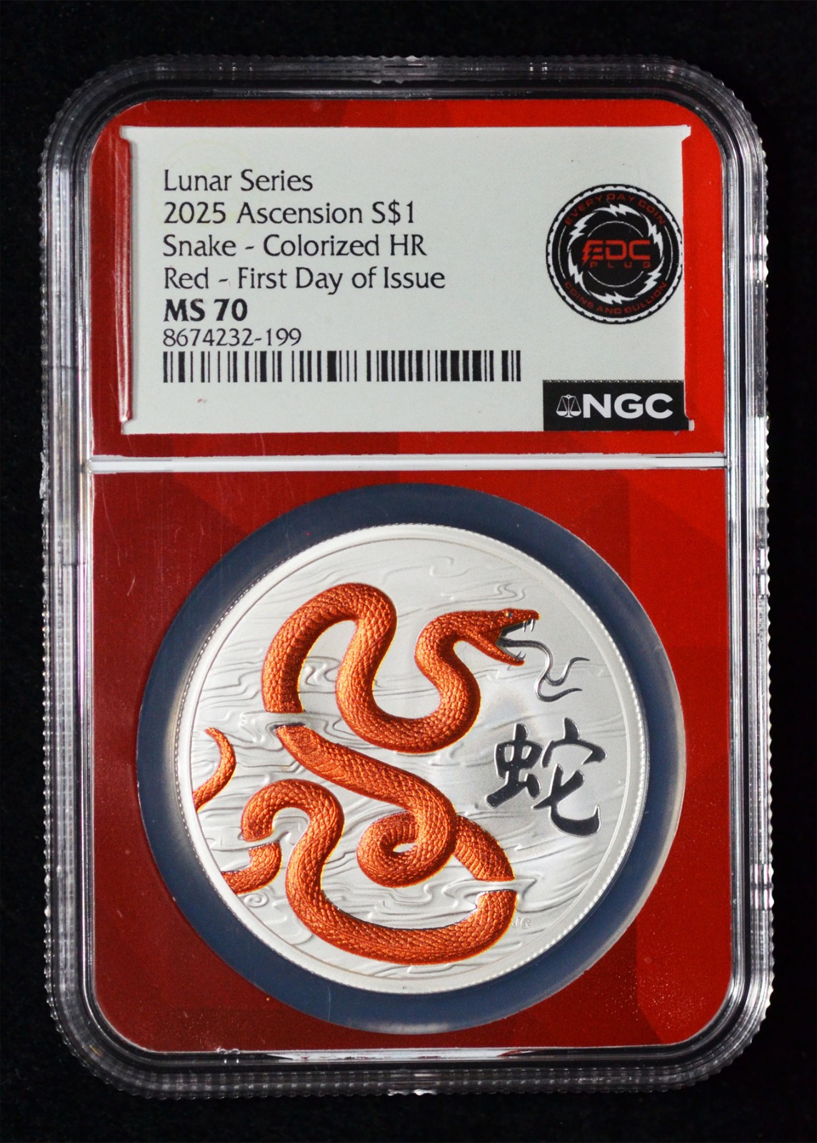 NGC MS70 Lunar Series 2025 Ascension Red Snake 1 Ounce Silver $1 First Day Issue