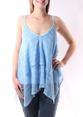 

CALVIN KLEIN Женский голубой носовой платок в тонкую полоску с овальным вырезом, топ, Light blue