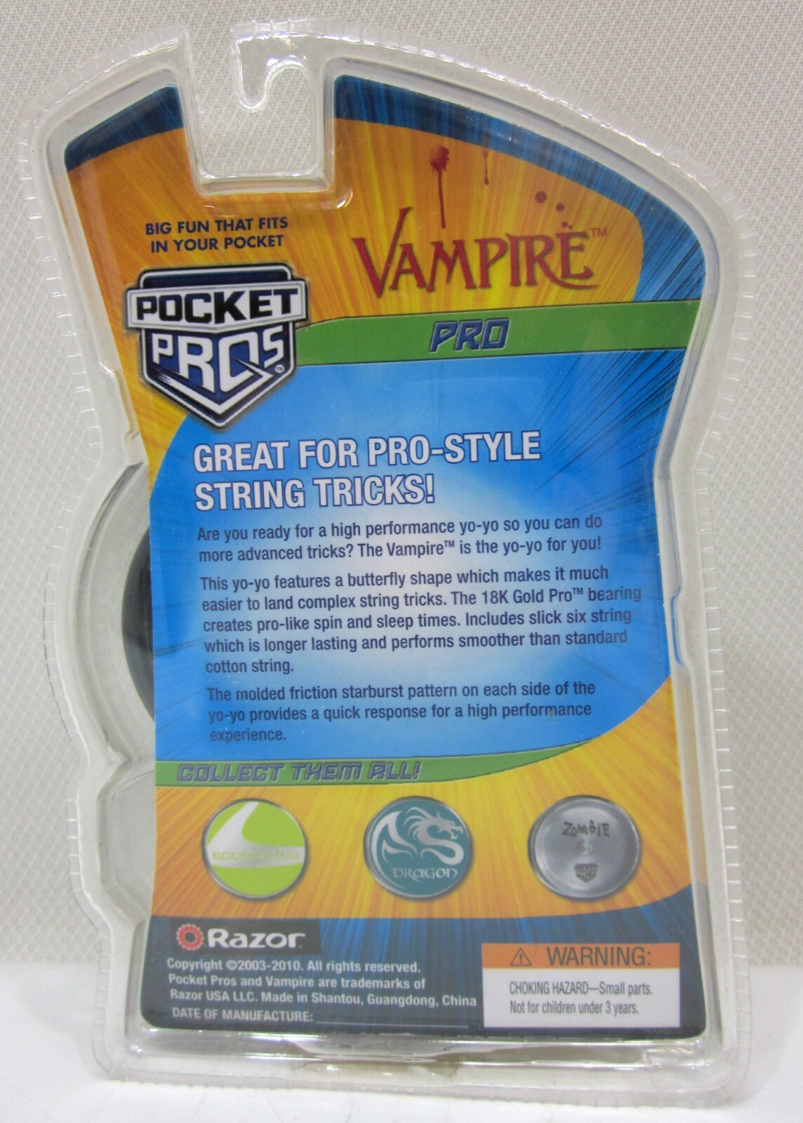 Vampire Yo-Yo - Razor Pocket Pros Yo-Yo Vampire Black. Shipping Included
