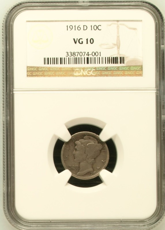 1916 D Dimes Winged Liberty Head or Mercury NGC VG-10