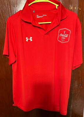 Coke Under Armour Size Med Men's UA Polo Golf Shirt Red Coca-Cola