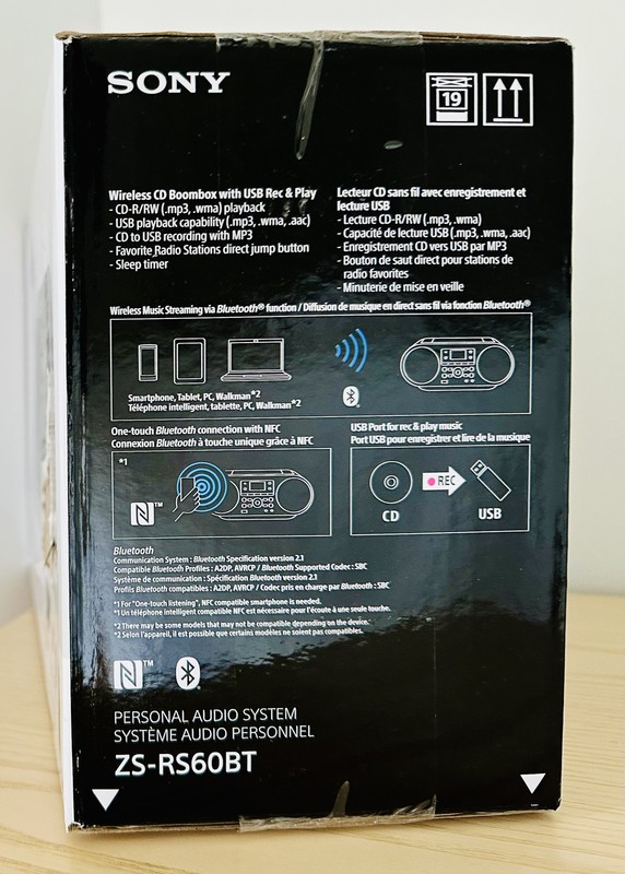 Sony ZSRS60BT CD Boombox with Bluetooth and NFC (Black)