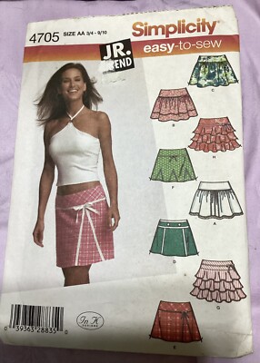 Easy OOP SIMPLICITY 4705 Juniors Mini-Skirts in 8 Looks PATTERN -Size 3/4-9/10