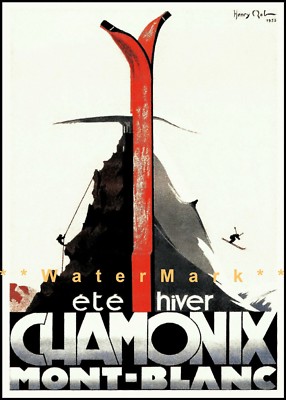 Mont Blanc Chamonix 1933 France Vintage Poster Print Winter Sports Travel 
