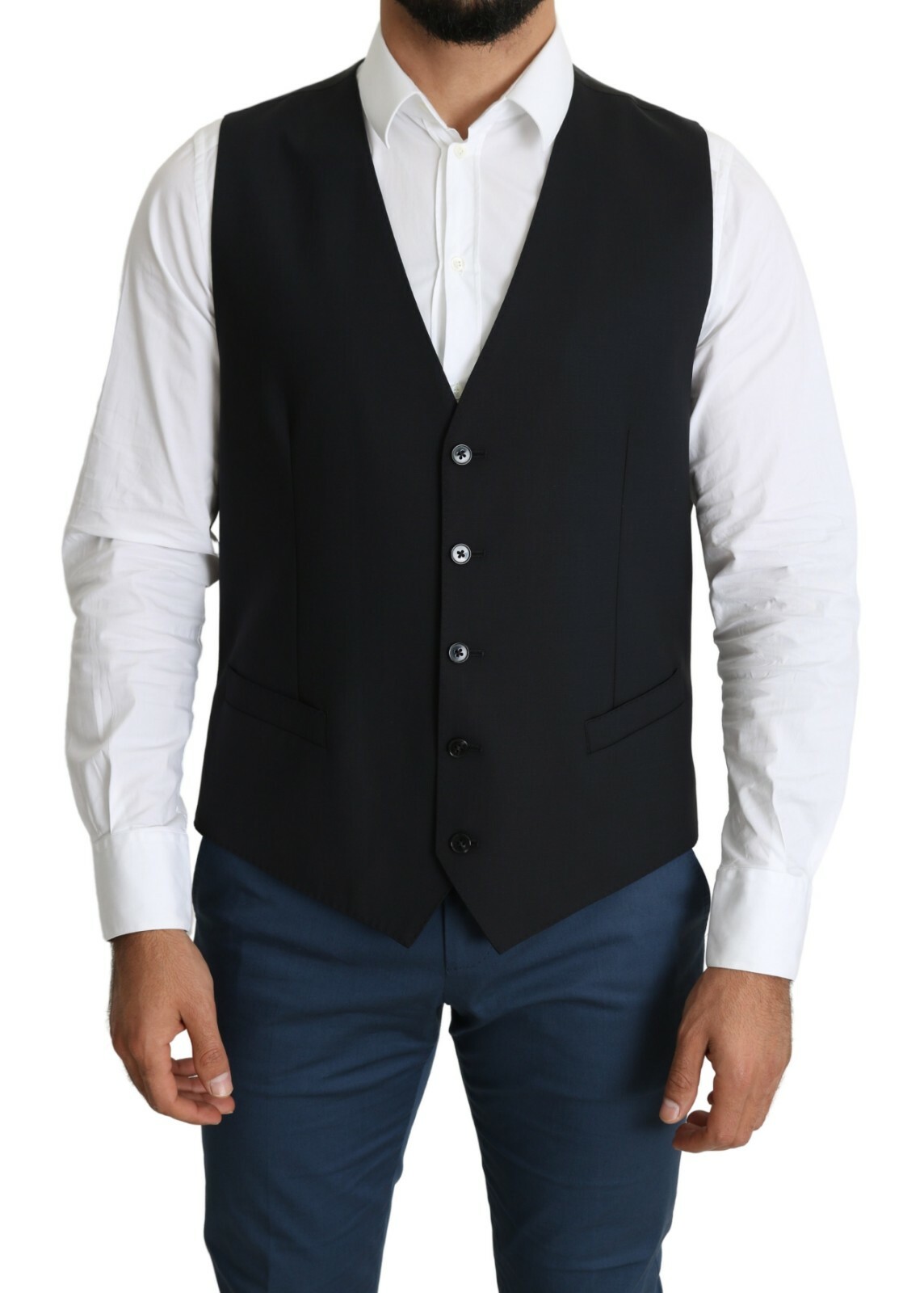 

DOLCE - GABBANA Жилет Платье Черный Шерстяной Эластичный Мужской IT54/US44/ $500