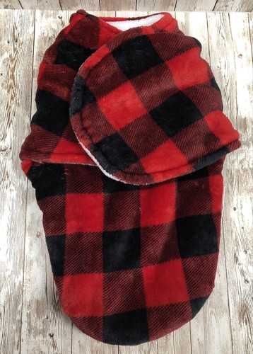 S & Beyond Plush Red & Black Buffalo Plaid Baby Swaddle Bag Wrap