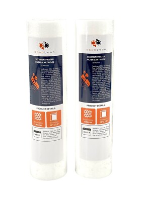 Grooved Sediment Water Filter 5 Micron 10'' x 2.5'' Size 2 PACK  By Aquaboon