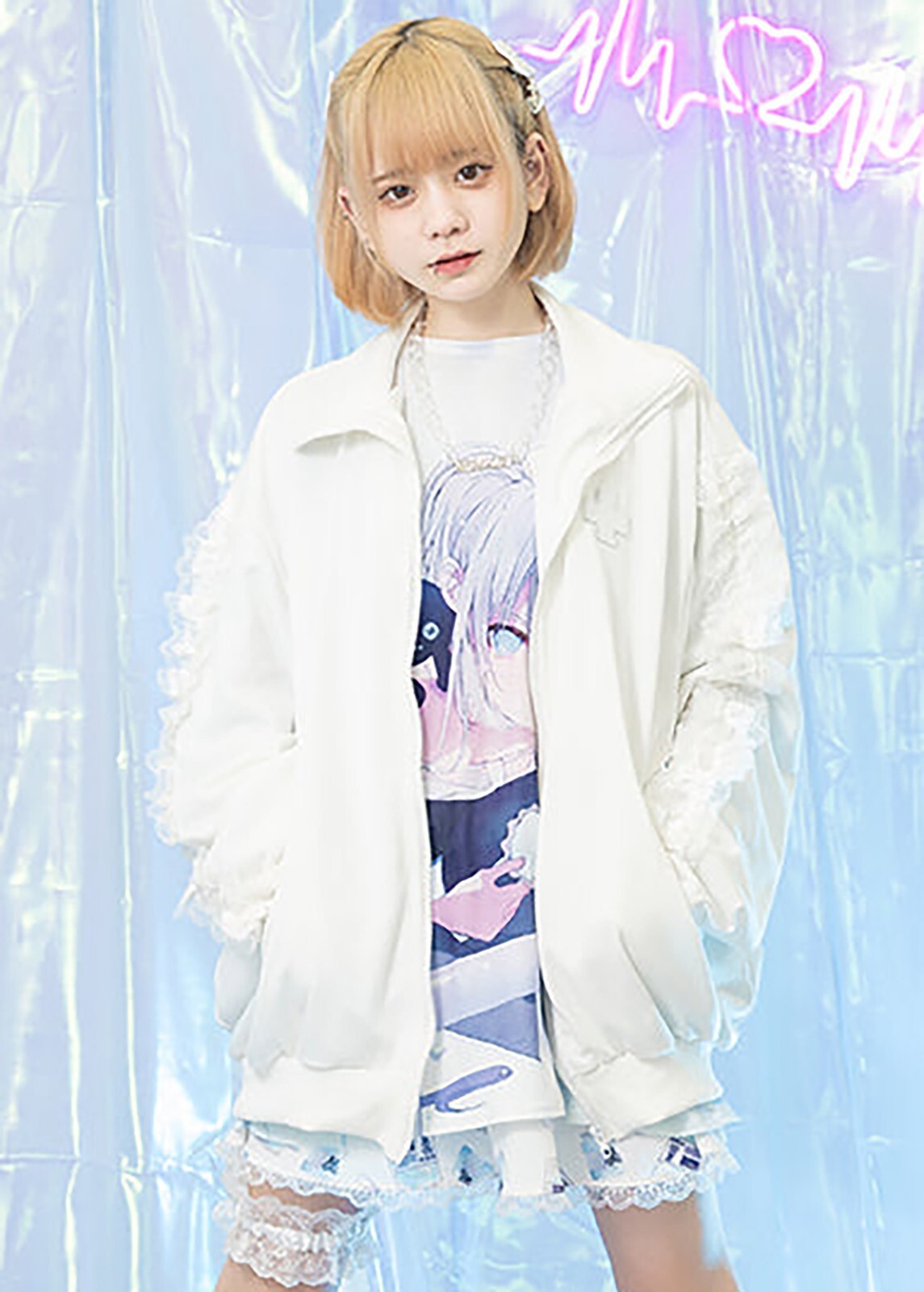 NEW ACDC Rag - Healing Hearts Oversized Anime Zip Up Jacket
