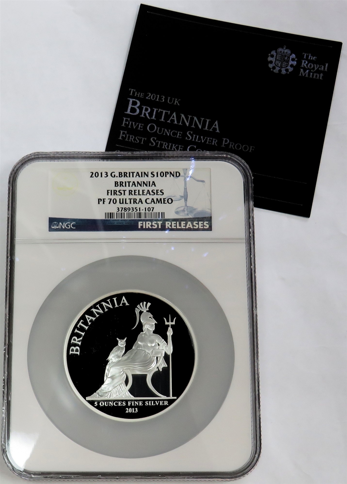 2013 SILVER GREAT BRITAIN 10 POUNDS BRITANNIA 5oz PROOF NGC