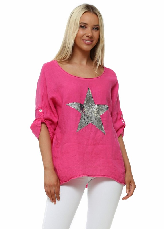 hot pink short sleeve top