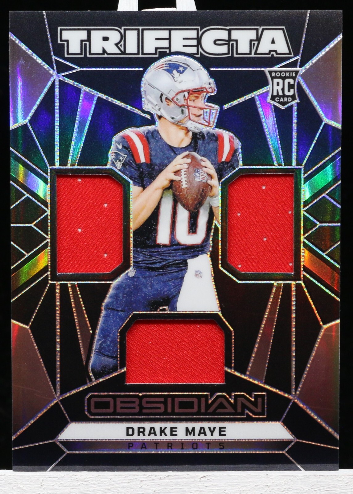 2024 Panini Obsidian Drake Maye Trifecta Swatches Triple