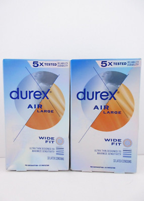 Durex Air Large Ultra Thin WIDE Fit Latex Condoms, 20 TOTAL - FREE SHIPPING