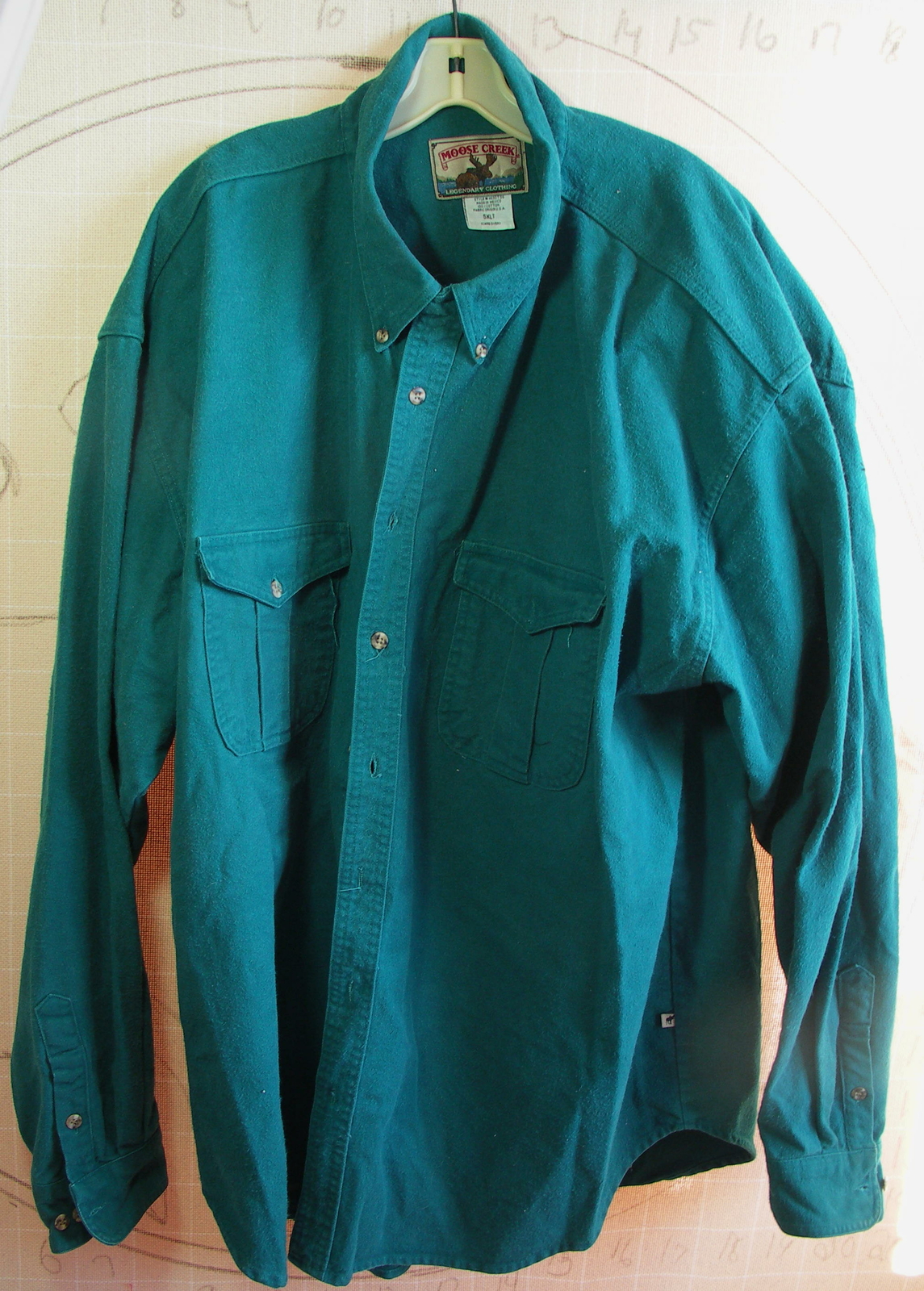 5XLT Moose Creek Blue-green flannel shirt
