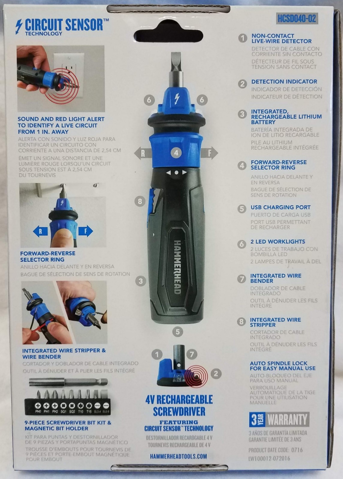 HAMMERHEAD Circuit Sensor Li-ion Cordless Screwdriver HCSD040-02 New