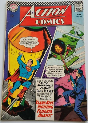 ACTION COMICS #348 (1967); Silver Age DC Superman; Supergirl; 6.0 F