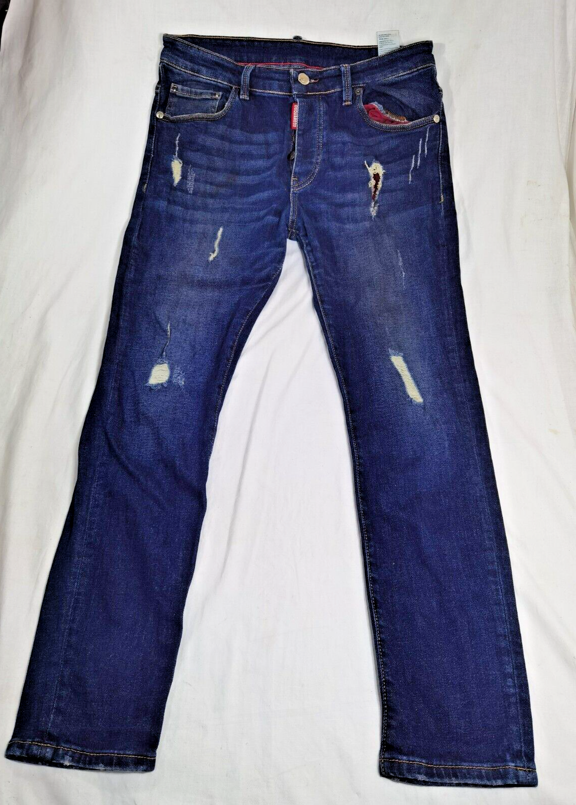 Dsquared2 Men's Jeans Blue Wash Denim Distressed Slim Size