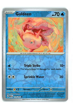 Goldeen 118/165 151 Reverse Holo Rare Pokemon TCG NM-LP