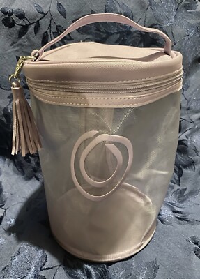 New Monat Lavender Round Travel Hair Tools Bag Collapsable Mesh Toiletries Case