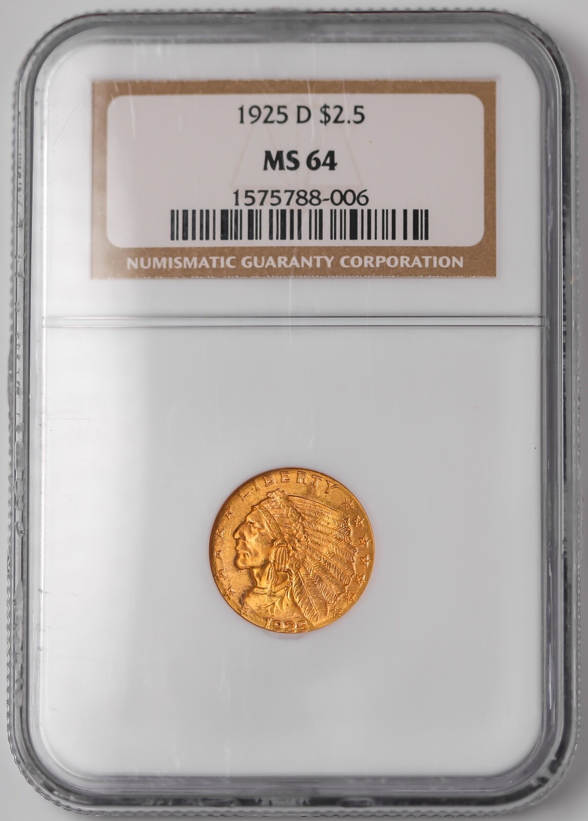 1925-D $2.5 Dollar Gold Indian Head Liberty Quarter Eagle