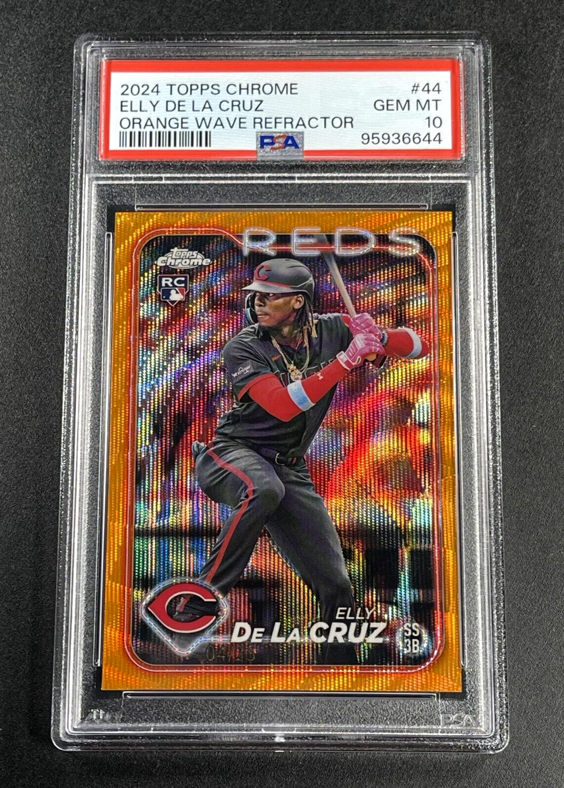 ELLY DE LA CRUZ 2024 TOPPS CHROME #44 ORANGE WAVE REFRACTOR ELLY DE LA CRUZ 2024 TOPPS CHROME #44 ORANGE WAVE REFRACTOR