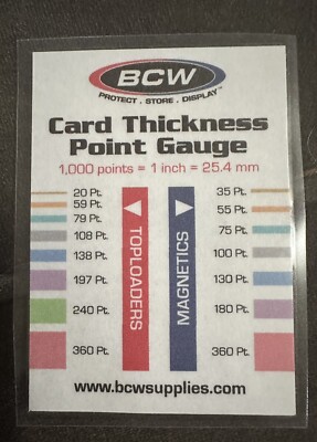 BCW Trading Card Thickness Gauge Card -- Laminated. For Magnetics & Top Loaders