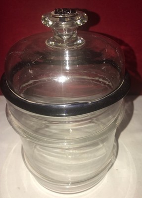 BEAUTIFUL OLD Blown 19TH CENTURY Colbalt Applied 'Ring' Apothecary Display Jar