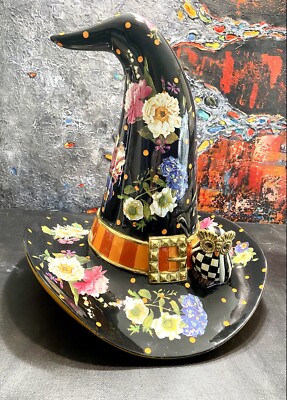  NEW MacKENZIE CHILDS  GLOSSY  FLOWER MARKET WITCH HAT HALLOWEEN Decor