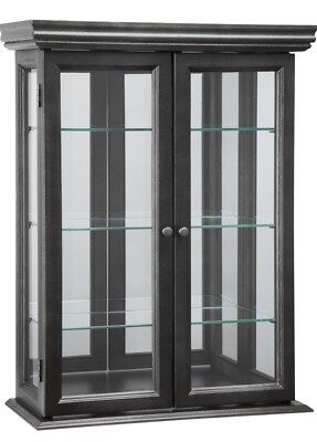 Design Toscano Country Tuscan Hardwood Wall Curio Cabinet: Ebony Black Finish