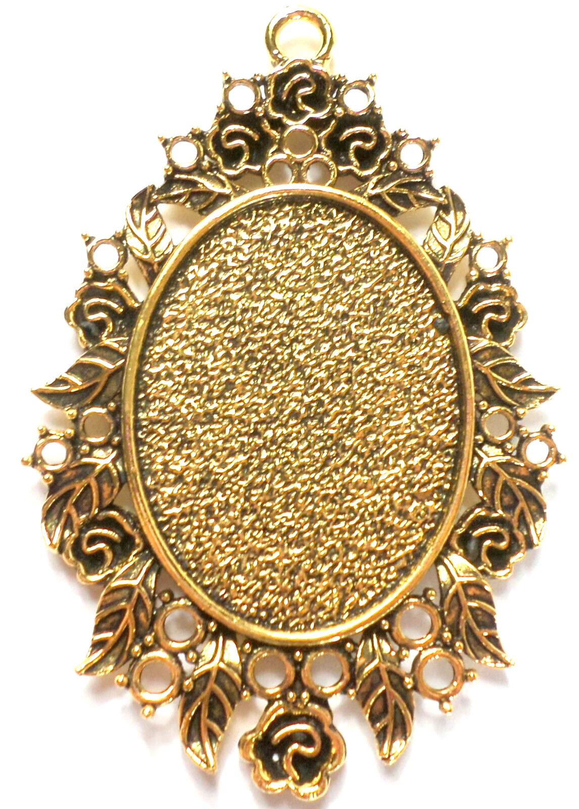 4 of 40x30mm Antique Gold Fancy Art Nouveau Roses Pattern Pendant Settings Nice