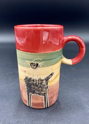 Hand-Painted Tall Cup with Hand-painted Watercolor Etched Bird on Sheep, Uruguay