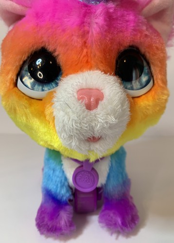 FurReal Walkalot Big Wags Unicorn Cat Kitty Kitten Rainbow On Walking Leash EUC