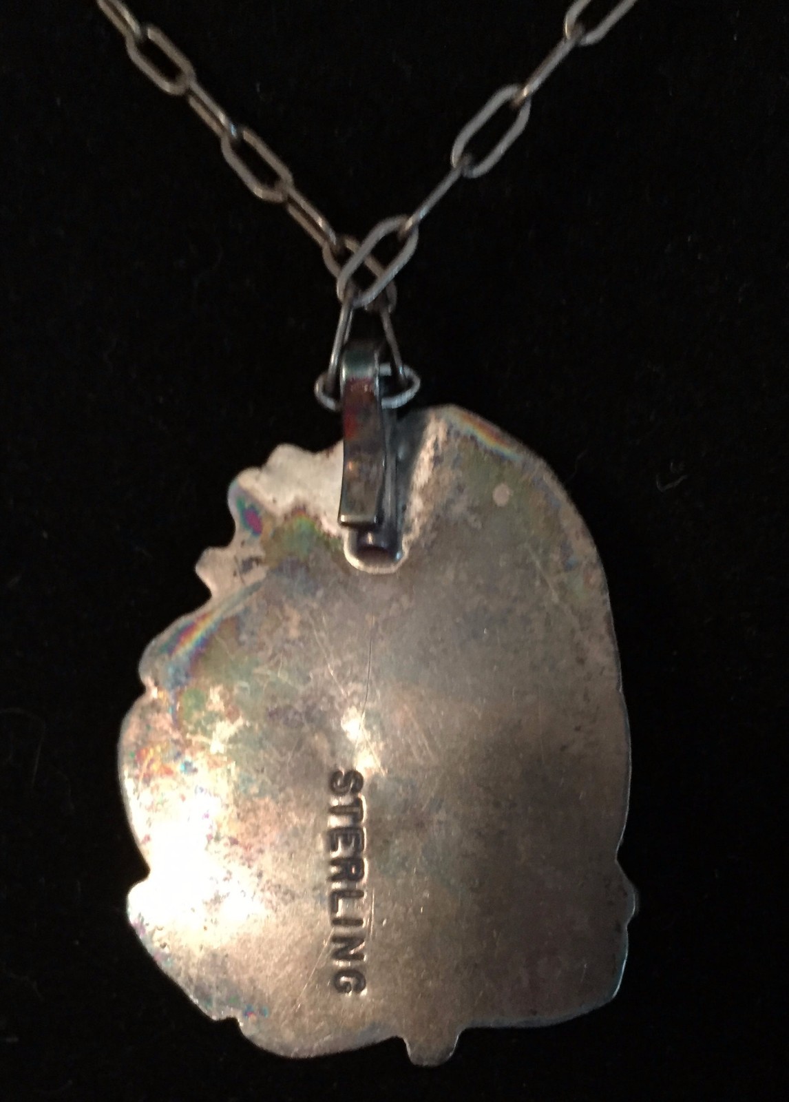 Vintage Southwestern Turquoise & Sterling Silver Pendant with Necklace Hand-made