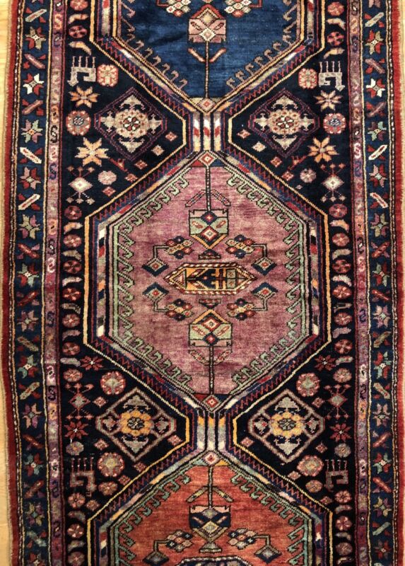 Amazing Azerbaijani - 1940s Antique Tribal Rug - Azeri Runner Carpet 3.7 X 13.2
