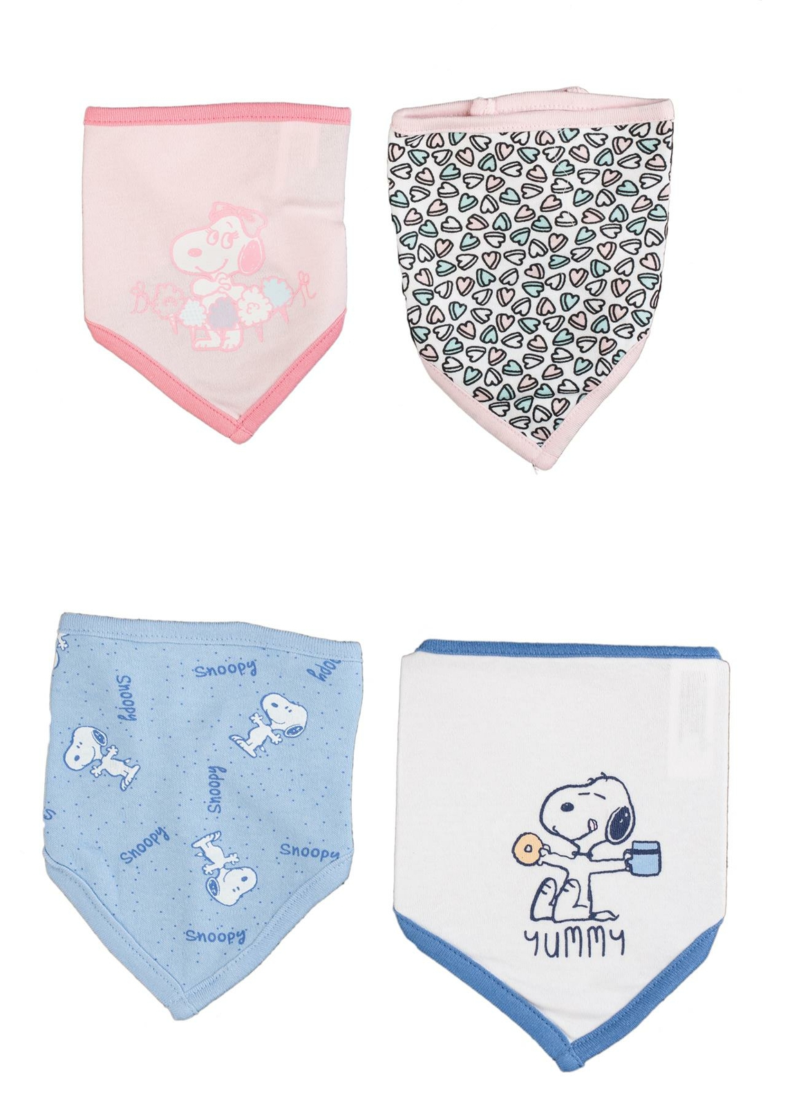 Tex-Ass 2x Baby Halstücher Snoopy  für Jungen + Mädchen, Halstuch Blau + Rosa
