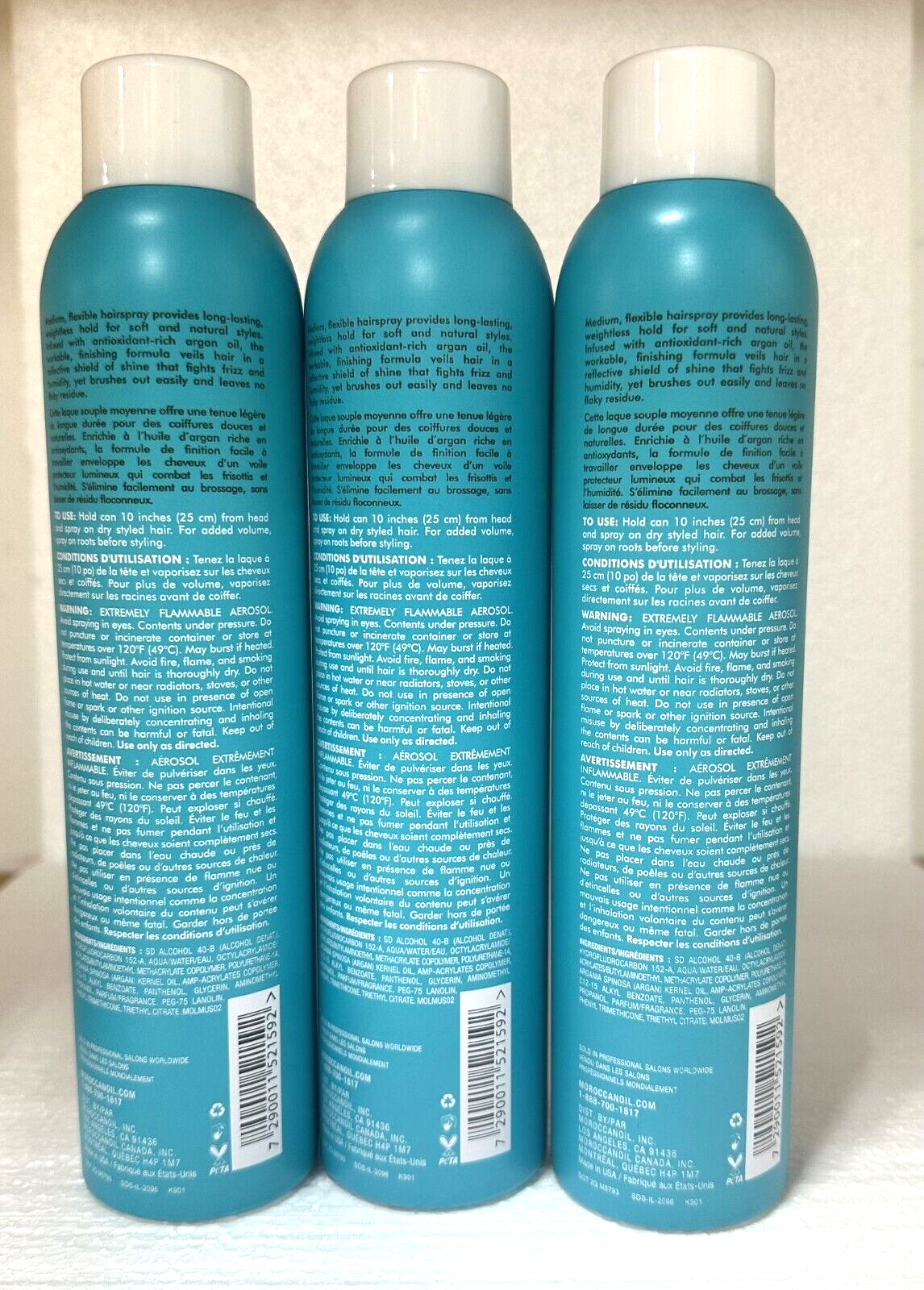 *NEW** 3 PACK Moroccanoil Moroccan Oil MEDIUM Hairspray 10 Oz