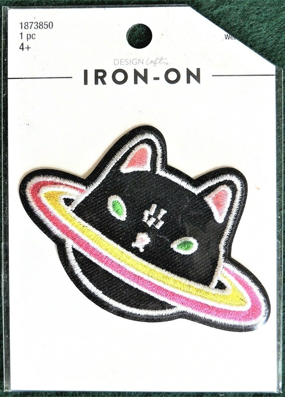 1pc Cat Face w/ Saturn-Like Rings Iron-On Patch Applique Hobby