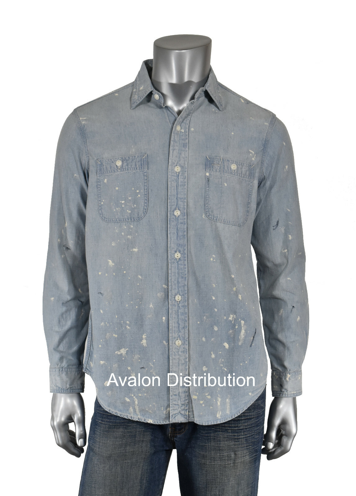 Polo Ralph Lauren Blue Paint Splatter Chambray RRL Style