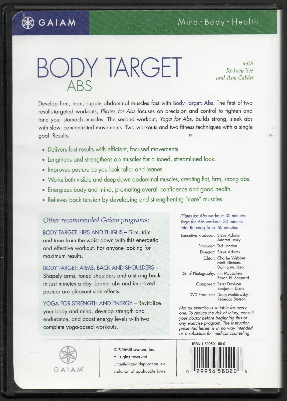 3)  Fitness Workout DVD's ~ GAIAM ~ Body Target ~ Shapely Secrets & PERFECT 10