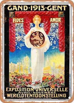 METAL SIGN - 1913 Universal Exposition World's Fair Gand Gent Vintage Ad