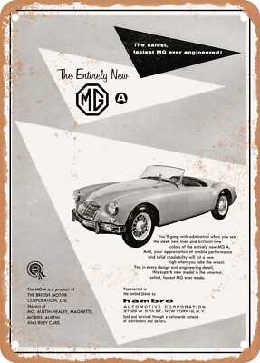 METAL SIGN - 1956 MG MGA the Safest Fastest MG Ever Engineered Vintage Ad 2