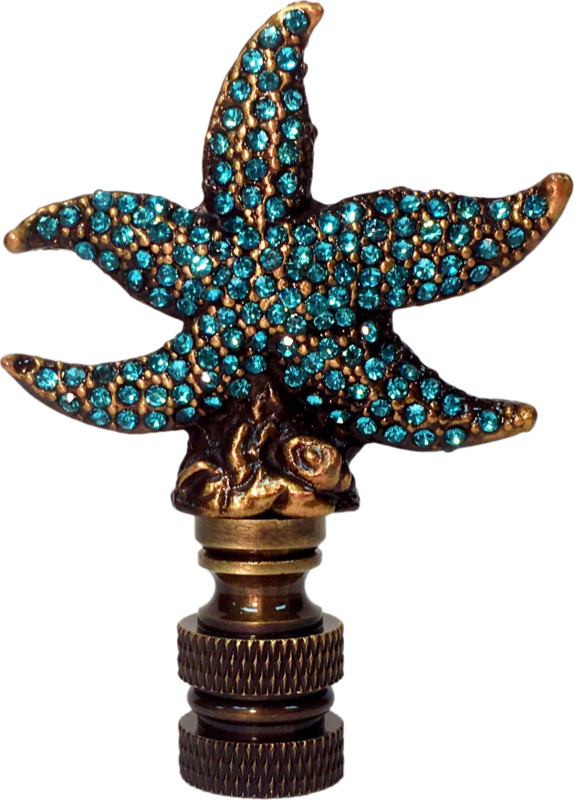 Lamp Finial-starfish-aged Brass Finish W/rhinestones-detailed Metal Casting