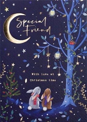 Special Friend Christmas Card Cute Rabbits With Love At Christmas Time Female
