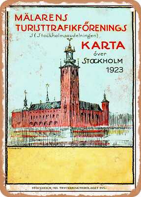 METAL SIGN - 1923 Map of Stockholm by the Painter's Tourist Association