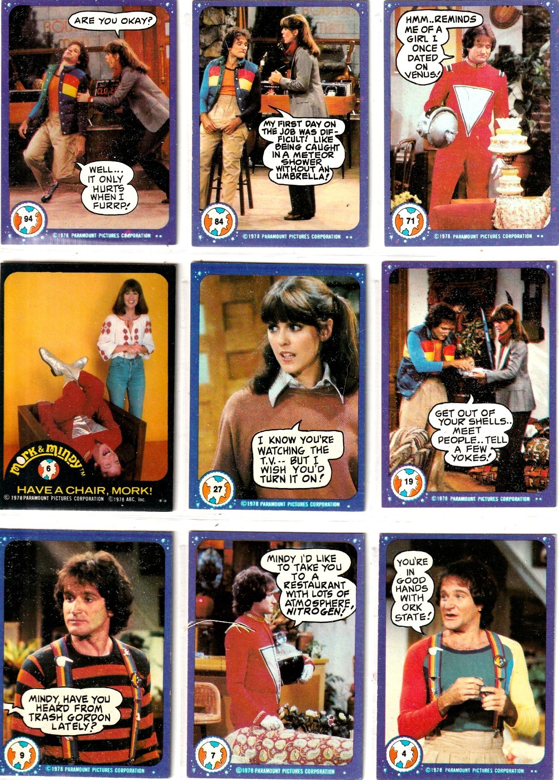 Collectors Trading Cards 1978 MORK MINDY