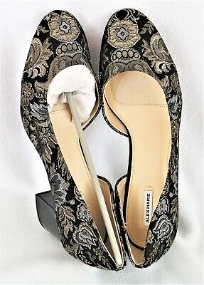 Alex Marie Shoes Size 10 Short Heels Black with Gold Floral