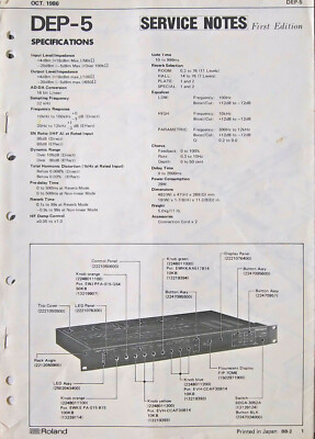 Roland DEP-5 Digital Delay Rack Unit Original Service Manual Book, Japan 1986.