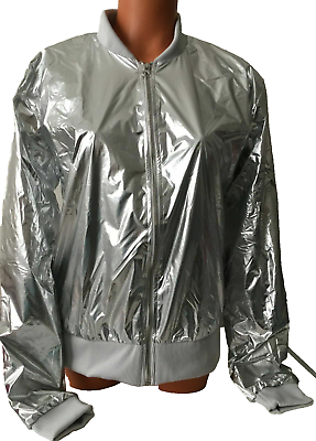 Metallic silver clearance bomber jacket