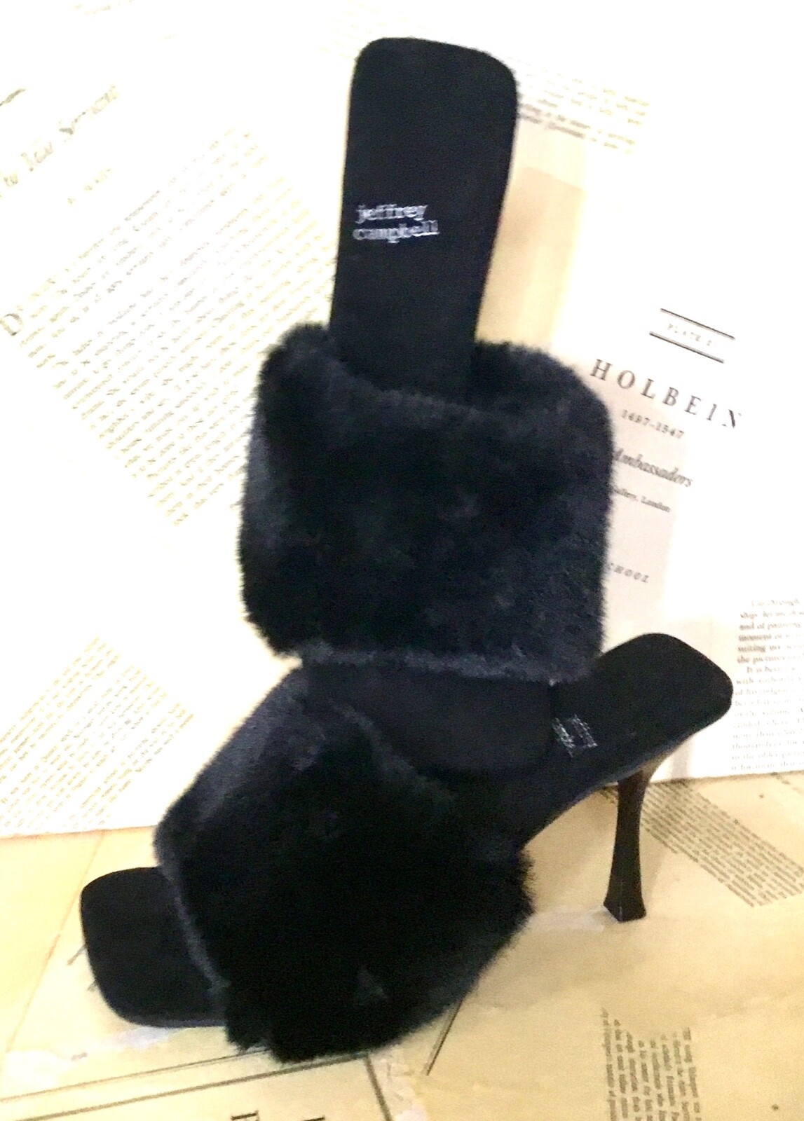 

Сандалии-мюли Free People Jeffrey Campbell Utopic из искусственного меха, черные 6, НОВИНКА, Black, Utopic