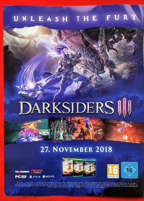 RARE! GERMAN 2018 DARKSIDERS III PlayStation 4 Xbox - GERMAN Promo PRINT AD 